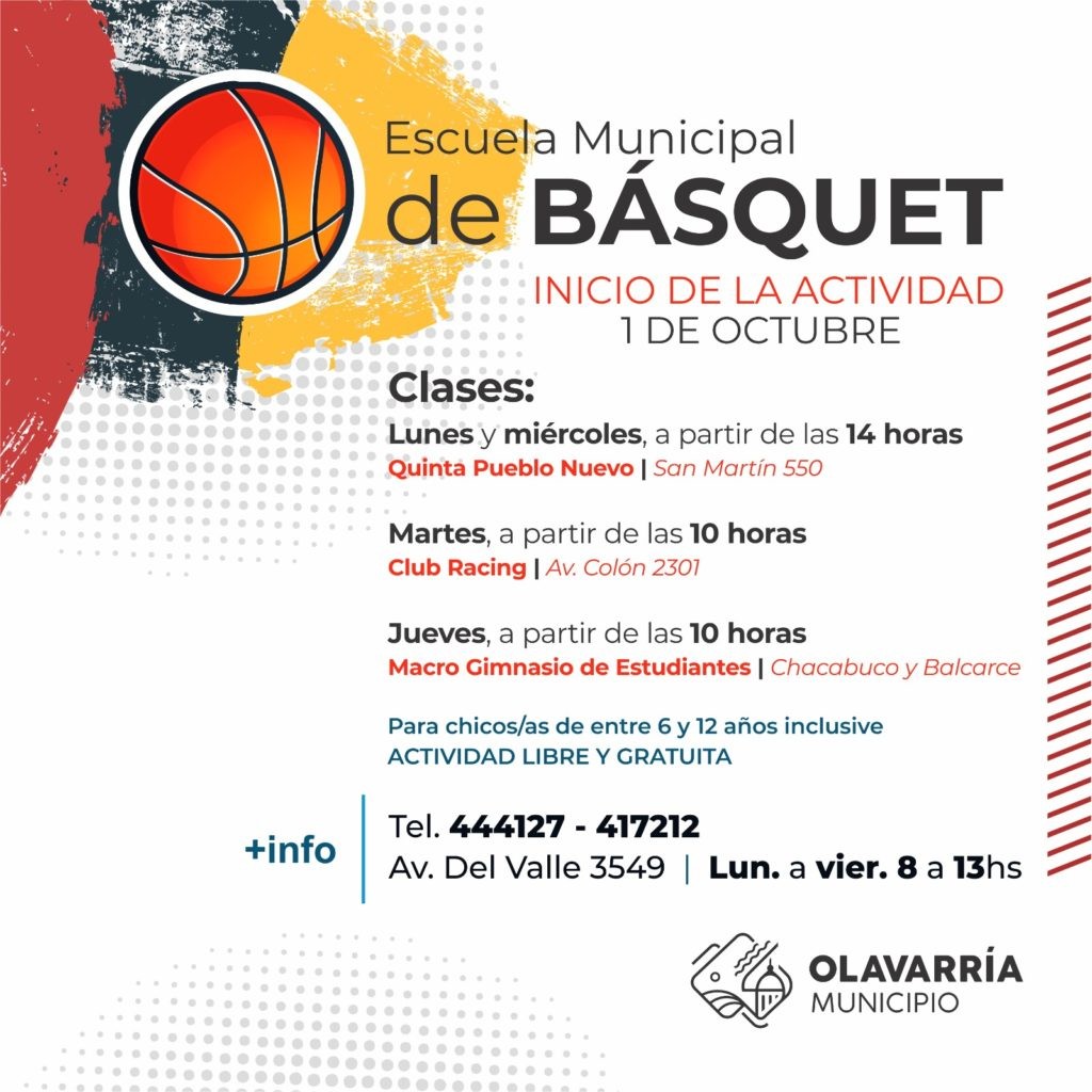 En octubre iniciarán las clases de la Escuela Municipal de Básquet