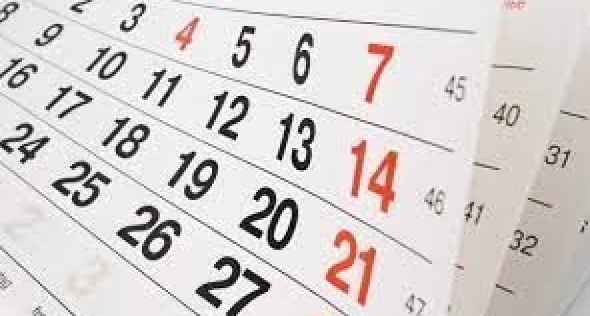 Calendario oficial con los feriados del 2025