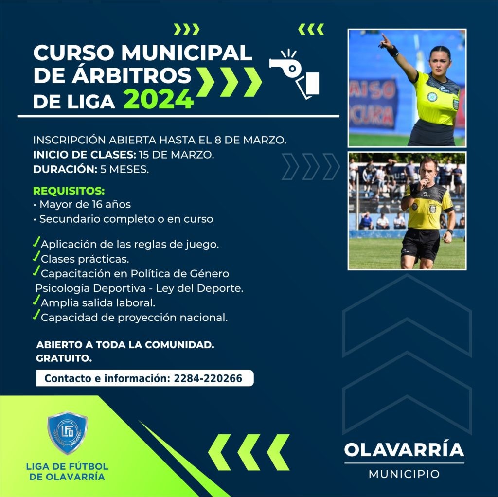 El Municipio y la Liga de Fútbol local invitan a participar del curso de árbitro