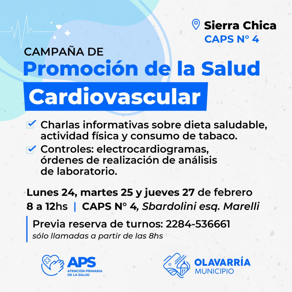 Se inicia una campaña de salud cardiovascular en Sierra Chica