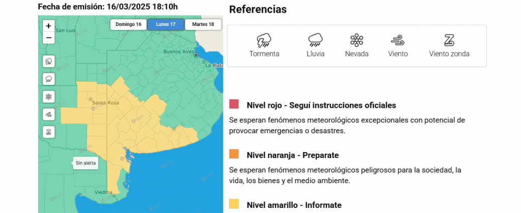 Lunes de alerta amarillo por tormentas