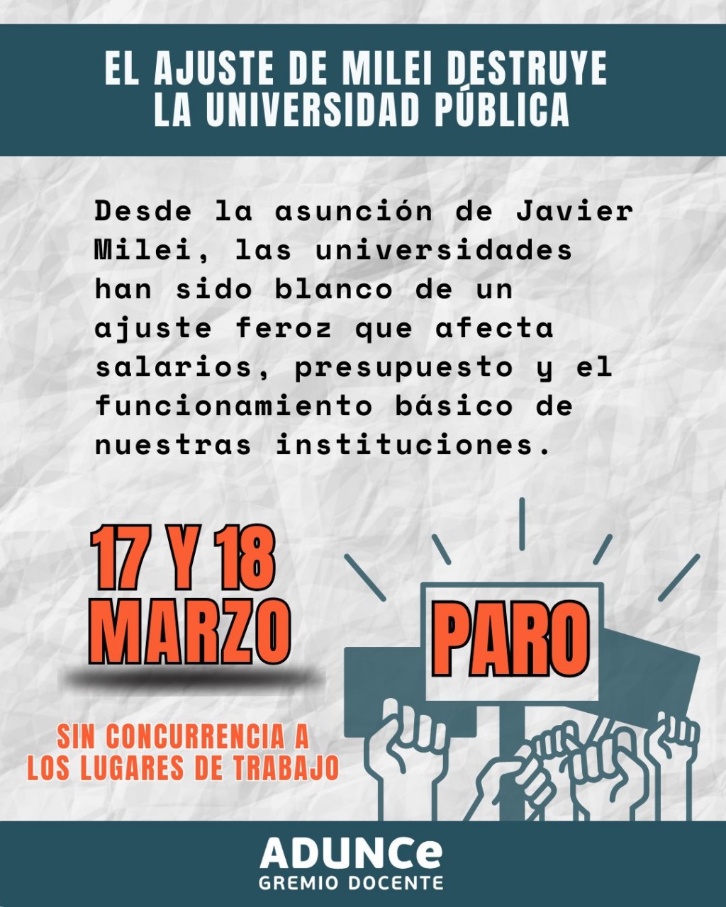 Paran los docentes y no docentes universitarios por 48 horas