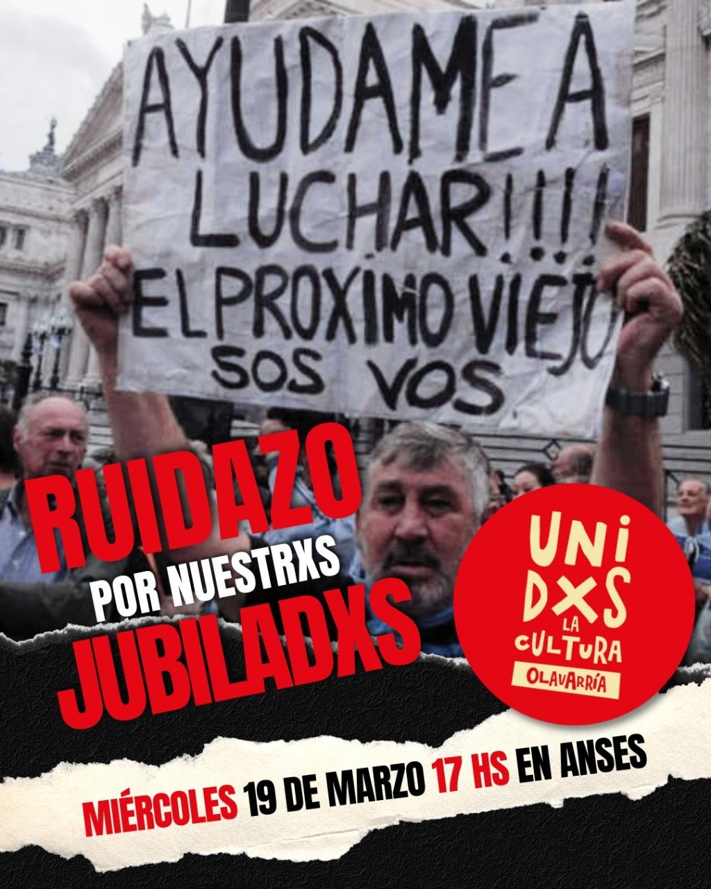 Anuncian ruidazo frente a ANSES este miércoles