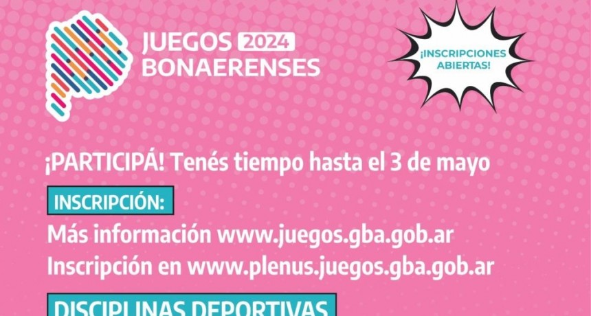 Últimos días para anotarse en las disciplinas deportivas de los Juegos Bonaerenses 2024