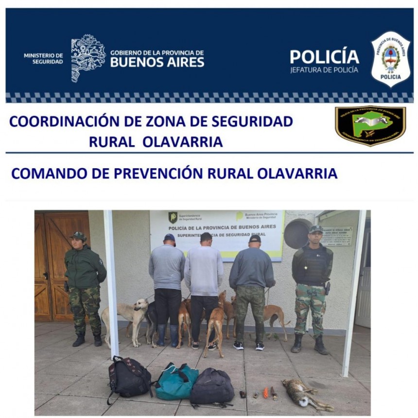 Aprehendieron a tres hombres que cazaban en un campo sin permiso
