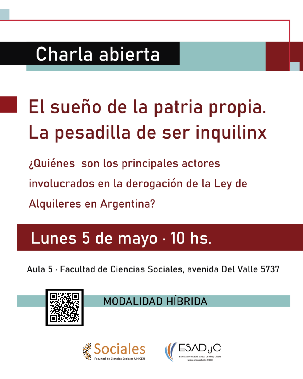  Charla abierta 'El sueño de la patria propia. La pesadilla de ser inquilinx'