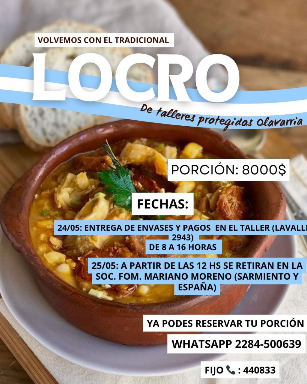 Talleres Protegidos prepara más de 300 porciones de locro