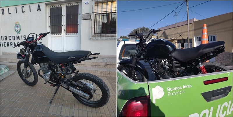 Sierras Bayas: secuestraron dos motos que habían sido robadas