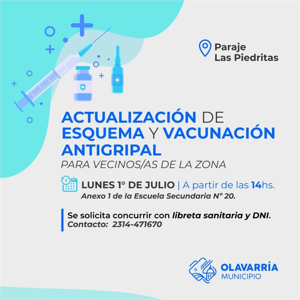 El Municipio realizará una jornada de vacunación antigripal para la comunidad aledaña a Recalde