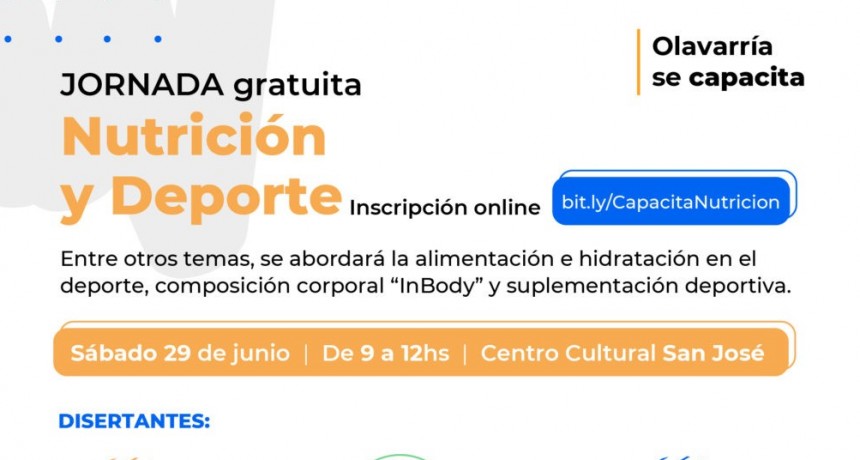 Olavarría se Capacita: “Nutrición y Deporte” este sábado en el Centro Cultural