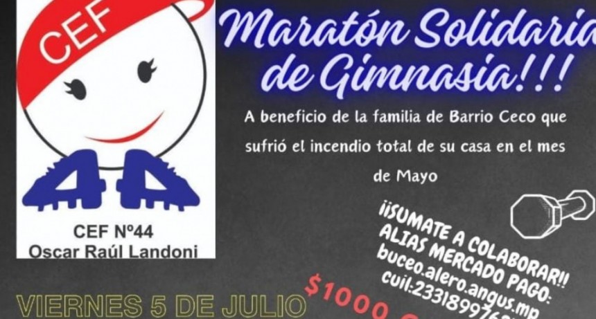 Maratón de gimnasia para colaborar con un familia afectada por un incendio