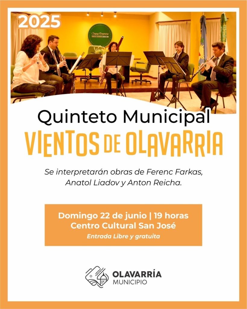 Quinteto Municipal “Vientos de Olavarría”: este domingo, en el Centro Cultural “San José”