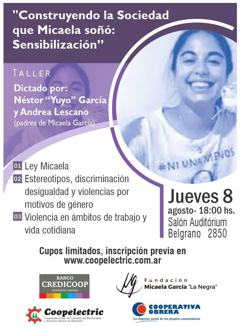  Los padres de Micaela García brindarán un taller en Coopelectric