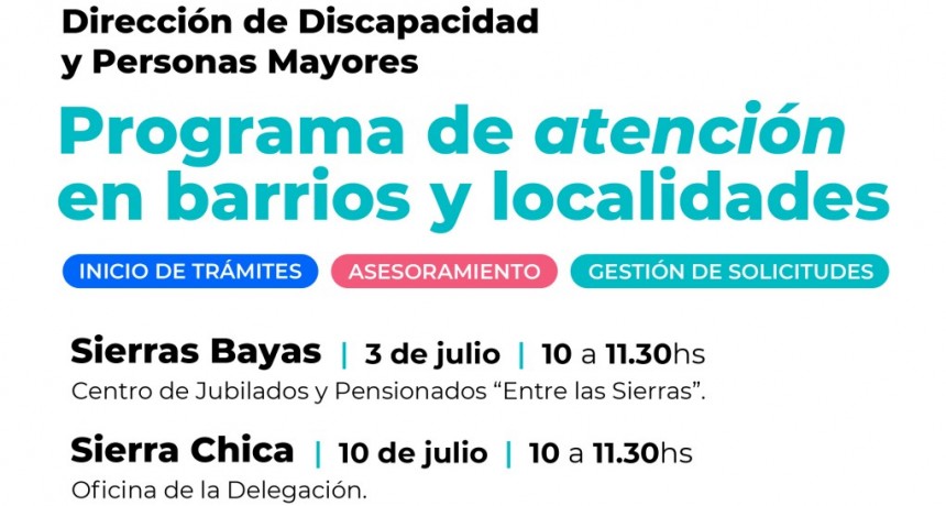 A partir de este mes, el equipo municipal de Discapacidad y Personas Mayores atenderá en localidades