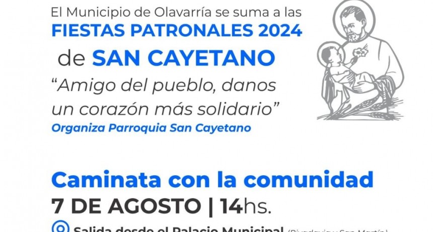 El Municipio de Olavarría se sumará a las celebraciones en el marco Fiestas Patronales de “San Cayetano”