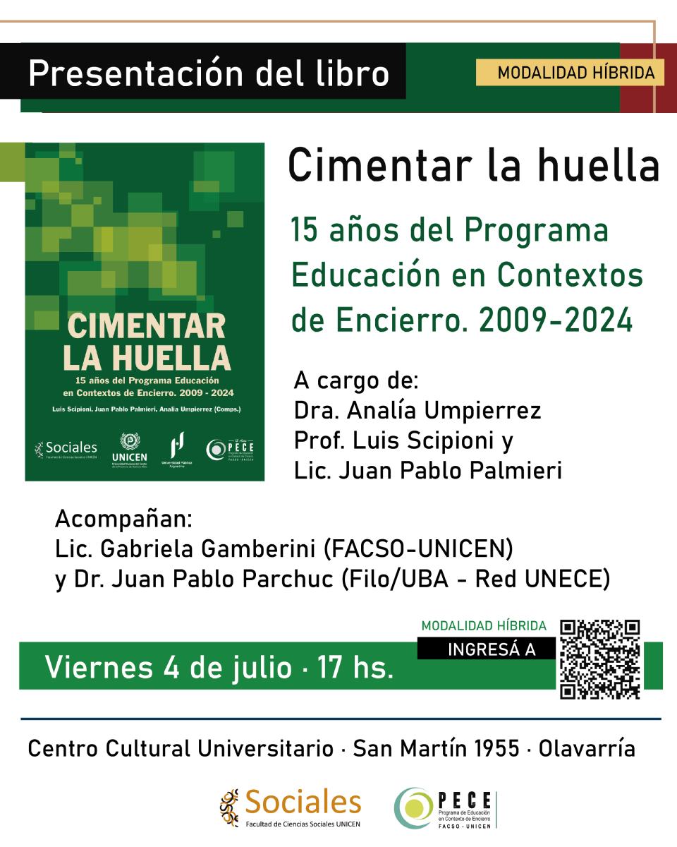 Se presentará el libro por los 15 años del Programa de Educación en Contextos de Encierro