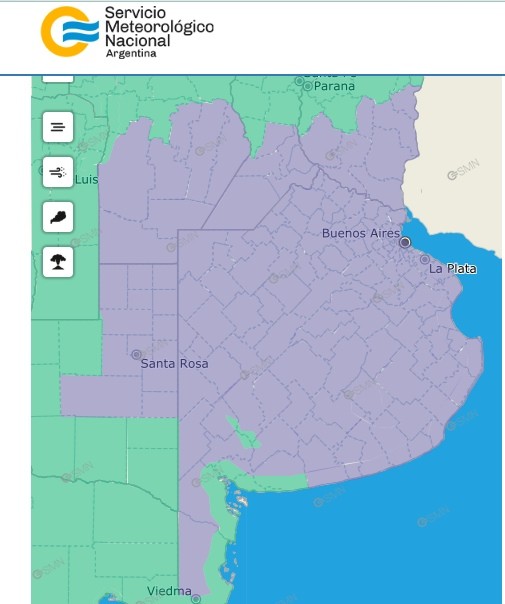 Alerta violeta: un banco de niebla cubre casi toda la provincia de Buenos Aires