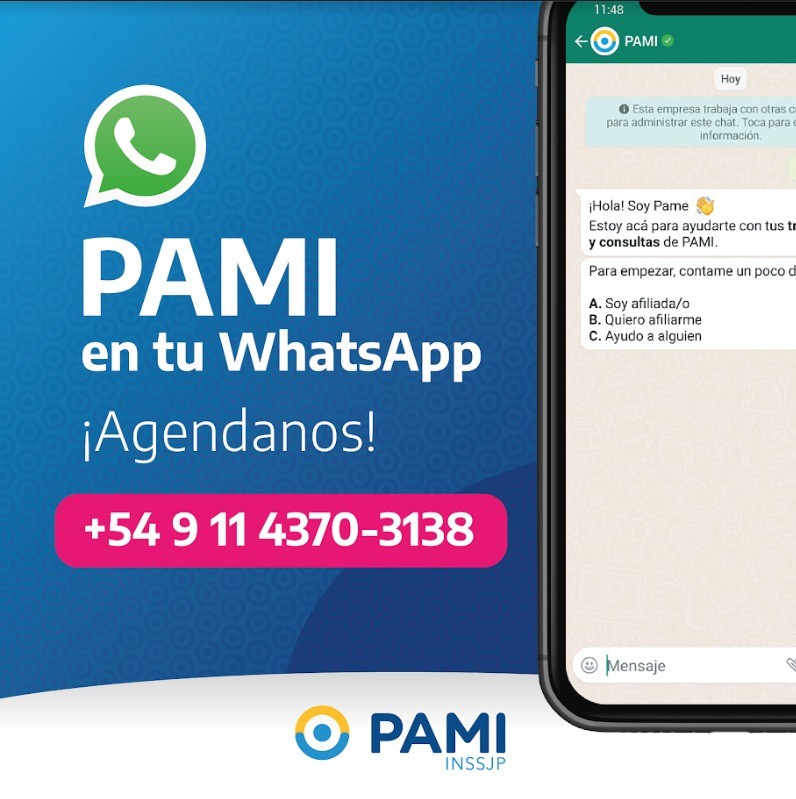 PAMI impulsa un asistente virtual junto con Whatsapp y Facebook
