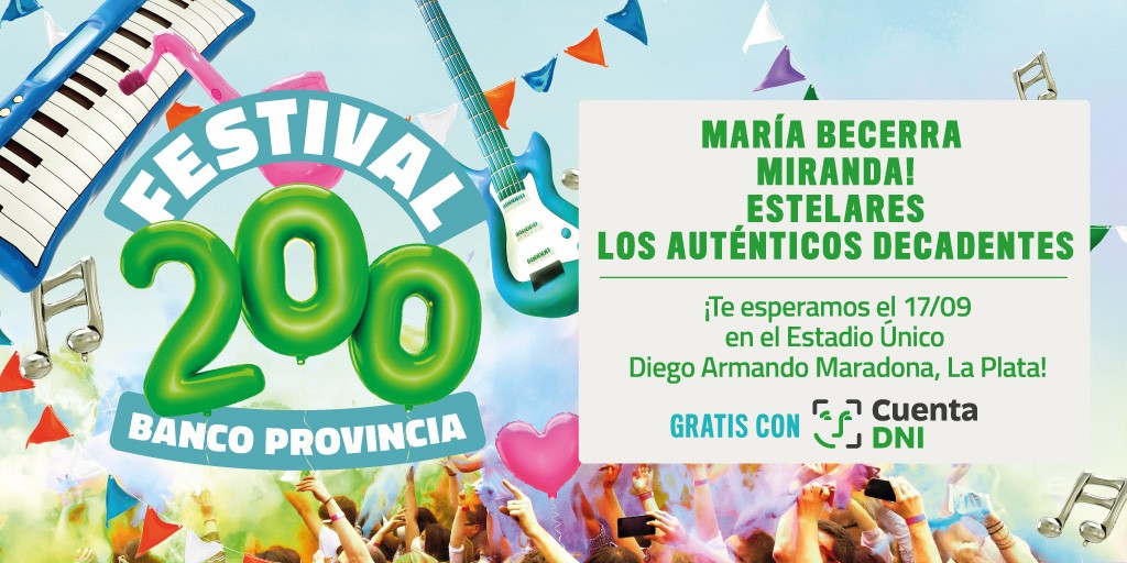 Banco Provincia celebra su bicentenario con un festival de música en el estadio único