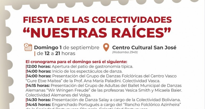 Agenda para el finde: Fiesta de las Colectividades en el Centro Cultural “San José”