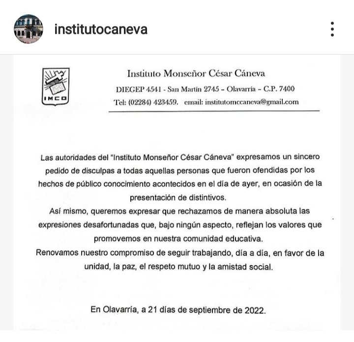 Cáneva publicó una nota, tras la presentación de distintivos del martes