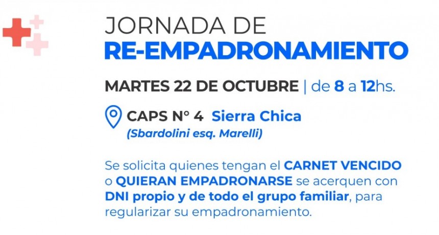 Cronograma de jornadas de re-empadronamiento en el mes de octubre