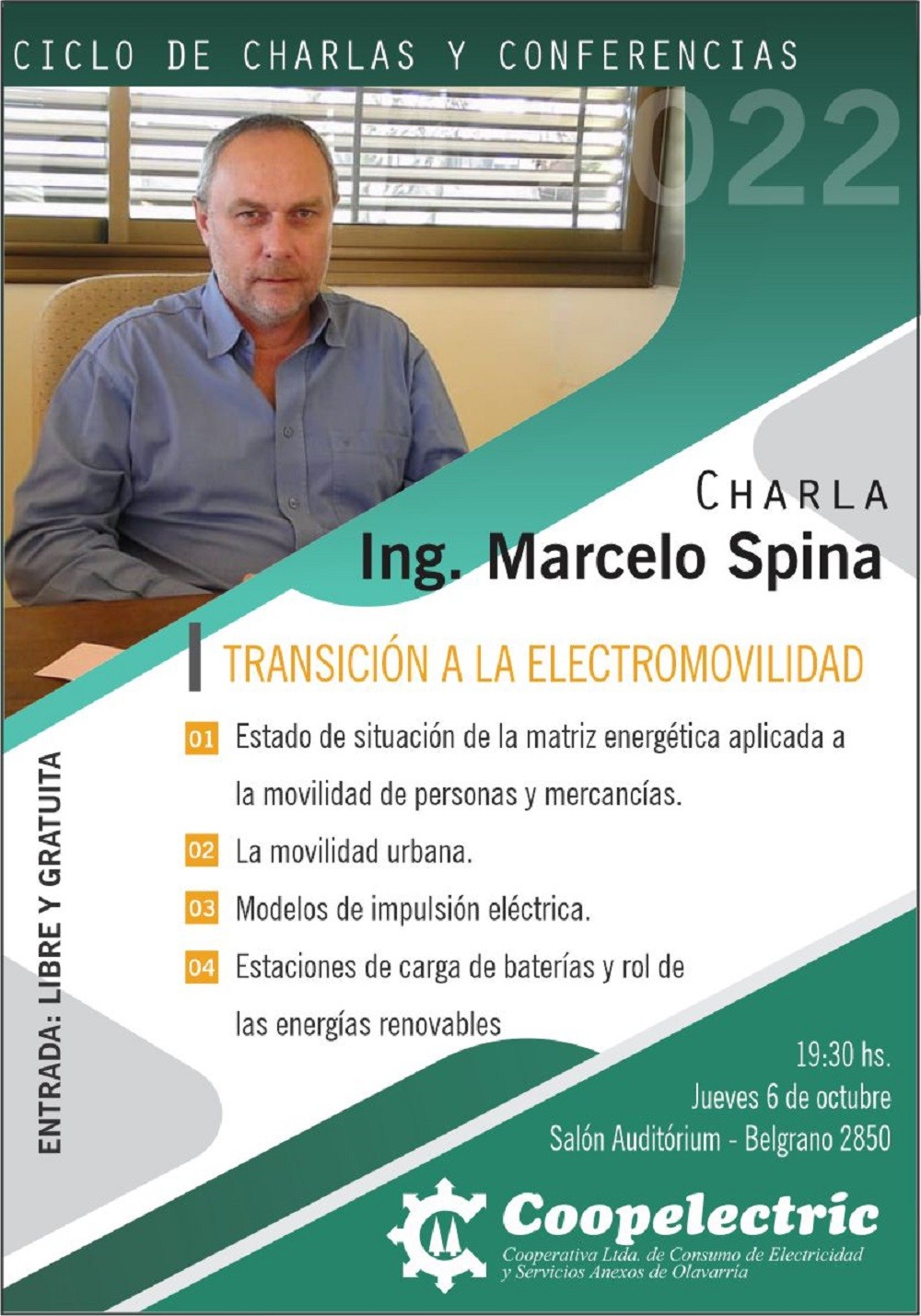 El Ingeniero Spina participará en el ciclo de charlas de Coopelectric