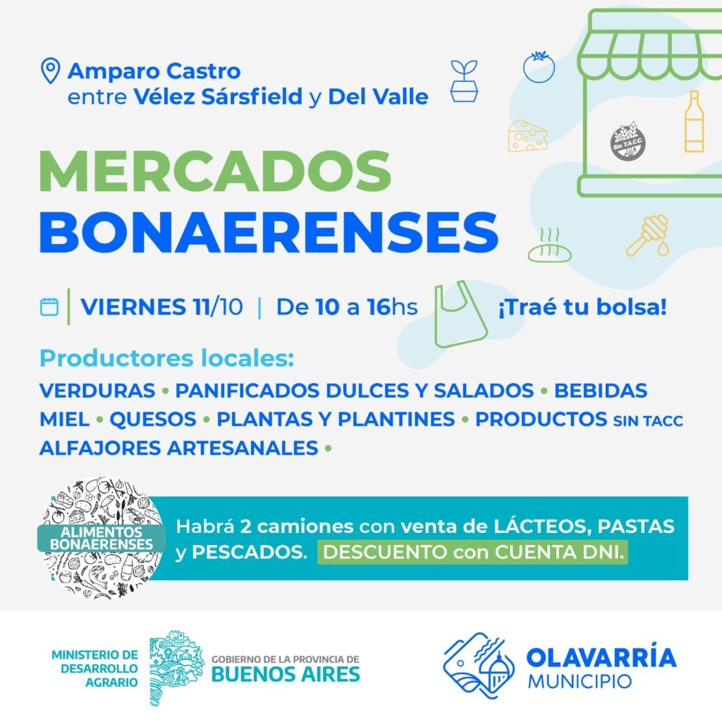 Este viernes «Mercados Bonaerenses» estará en el barrio Amparo Castro