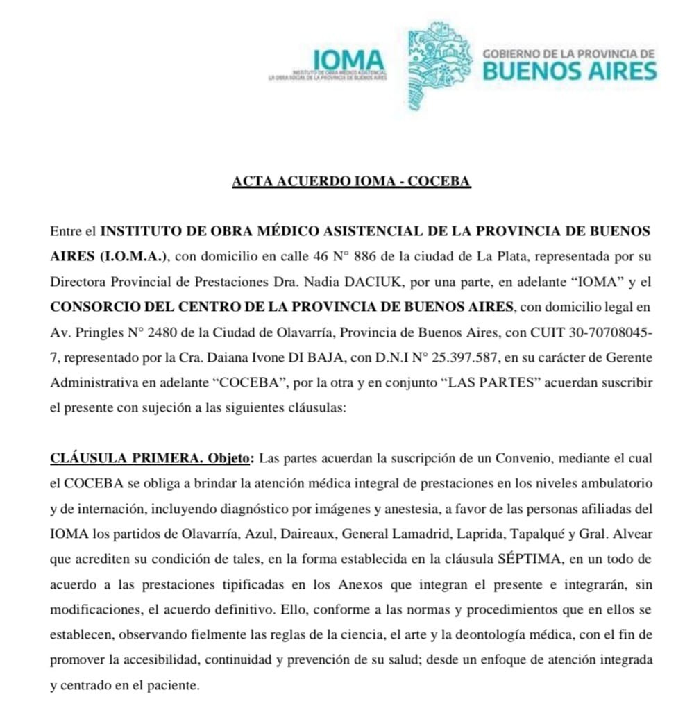 Acuerdo IOMA- CoCeBA: “Es una herramienta para asegurar el acceso a las prestaciones”