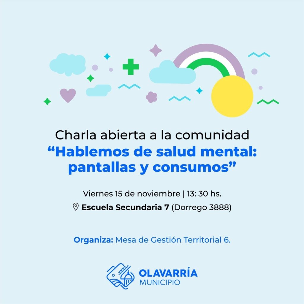 El Municipio junto a instituciones invitan a la charla “Hablemos de salud mental: pantallas y consumos”