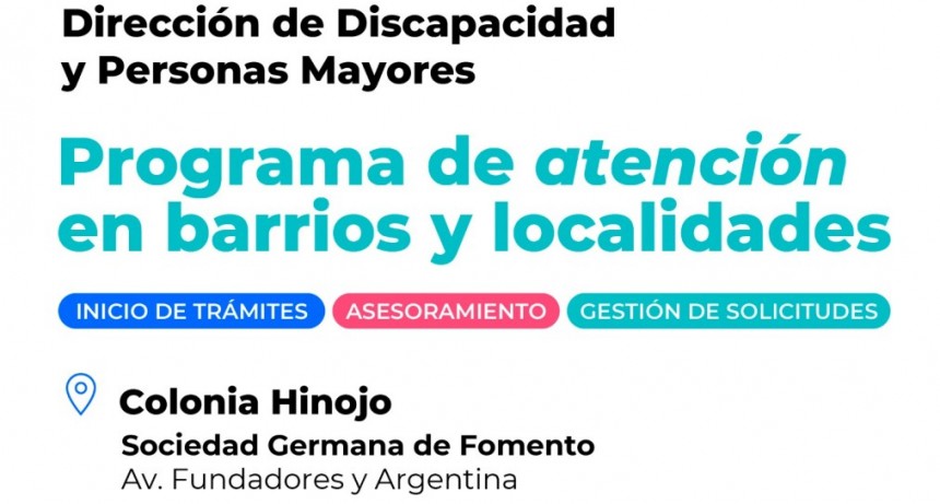 Cronograma de Octubre del Programa de atención itinerante de la Dirección de Discapacidad y Personas Mayores