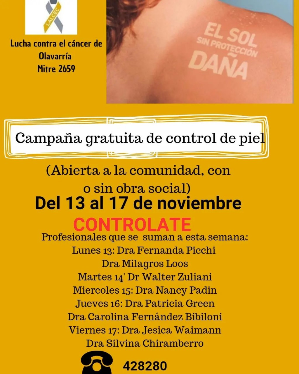 Semana de campaña contra el Cáncer de Piel en LALCEC Olavarría
