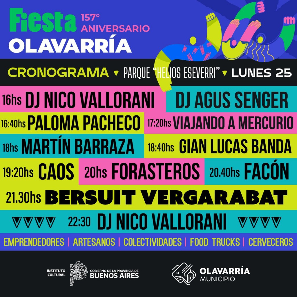 Confirman cronograma y cortes para la Fiesta de Olavarría este lunes