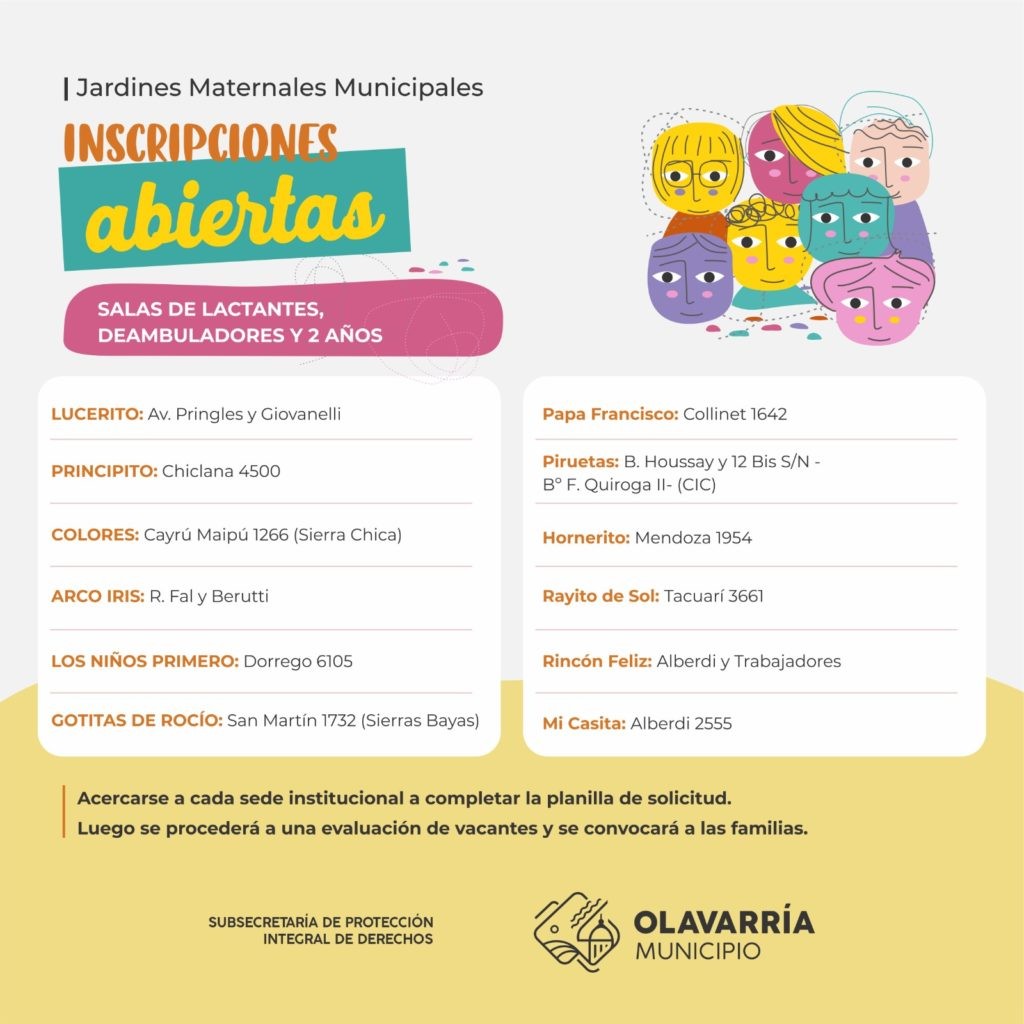 Inscripciones abiertas en los Jardines Maternales Municipales