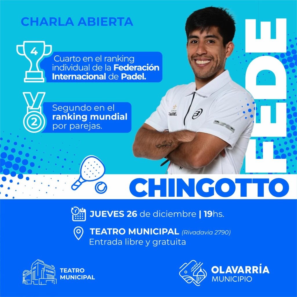 El Municipio invita a participar de una charla abierta con Federico Chingotto