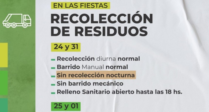 Servicio de recolección de residuos durante las fiestas
